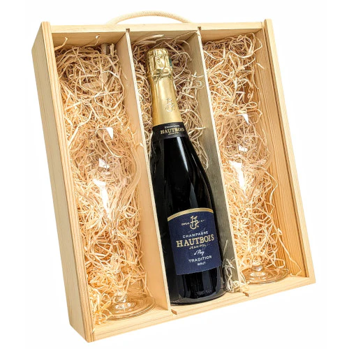 Grower Champagne & Glasses Wooden Gift Set - Image 2